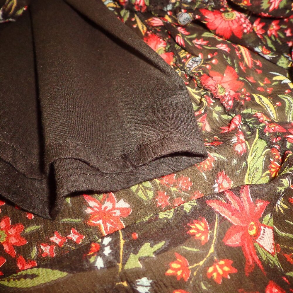 Brand New Sundance Black Iris Skirt PXS Black Floral Elastic Waist - Picture 11 of 15